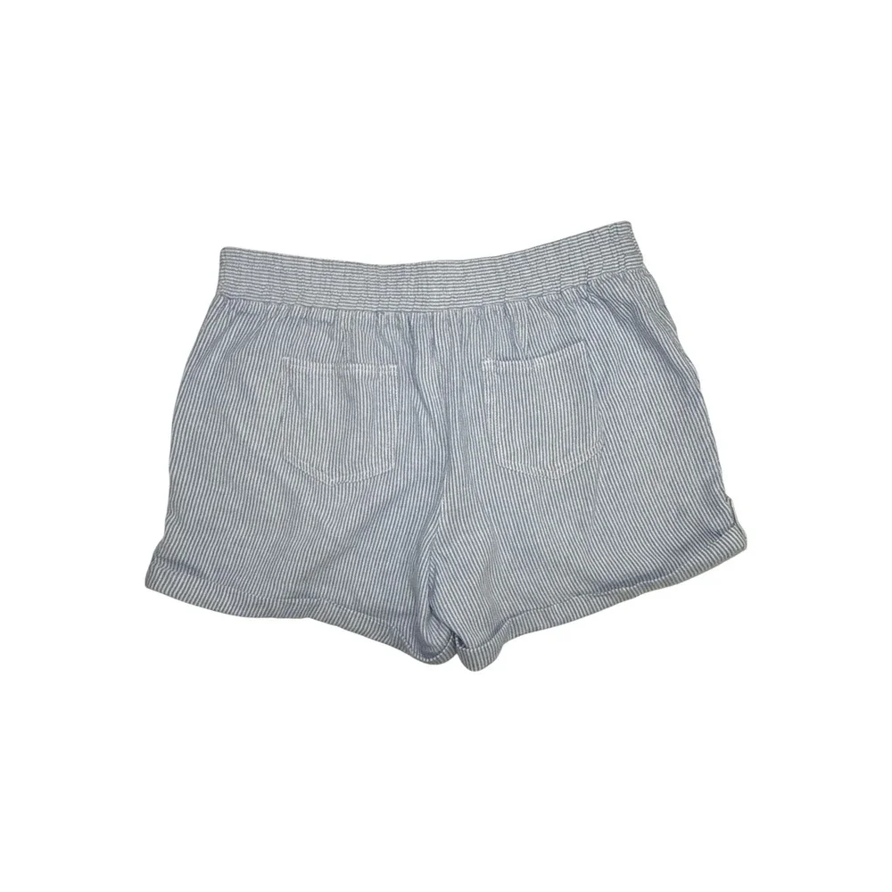 per se Shorts Mens Large Blue White Excellent Striped Linen Blend Seersucker